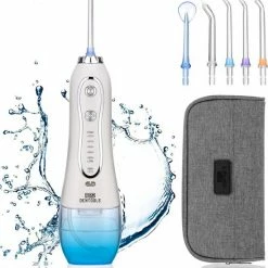 Dentools Draadloze Waterflosser - Monddouche - 5 Reinigingsstanden - 5 Opzetstukjes - 300ml Tank - Gratis Travelbag - Wit