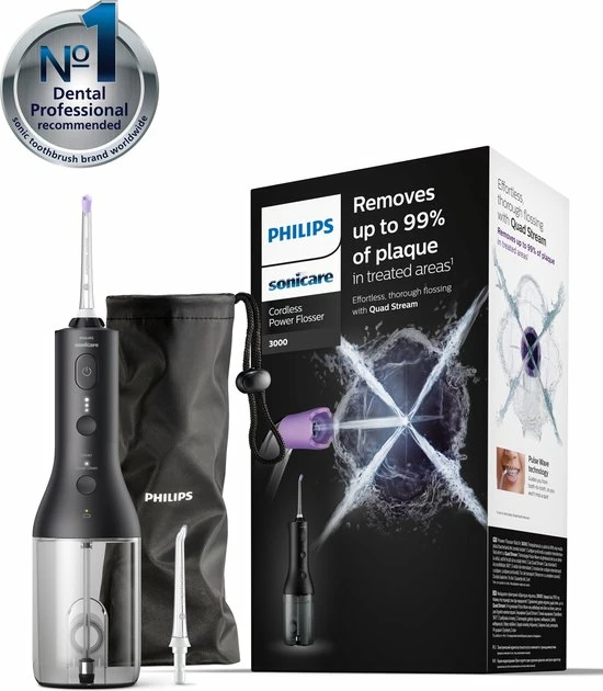 Philips Cordless Power 3000 HX3806/33 - Flosser - Zwart 1 Philips Cordless Power 3000 HX3806/33 - Flosser - Zwart