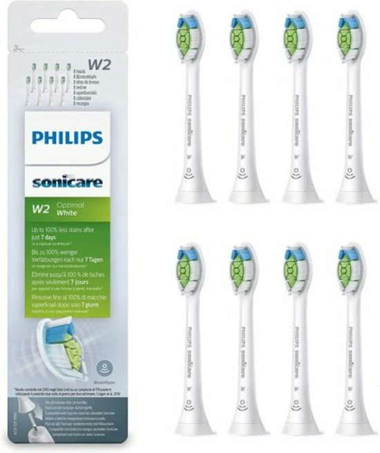 Philips Sonicare W2 Optimal White HX6068/12 - Opzetborstels - 8 Stuks 15 Philips Sonicare W2 Optimal White HX6068/12 - Opzetborstels - 8 Stuks - Afbeelding 15