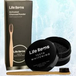 Life Items Houtskool Poeder Voor Wittere Tanden - Bamboo Tandenborstel - Tanden Bleken - Tandsteen - Tandplak - Gele Tanden - Teeth Whitener - Wit Gebit - 30 Gram