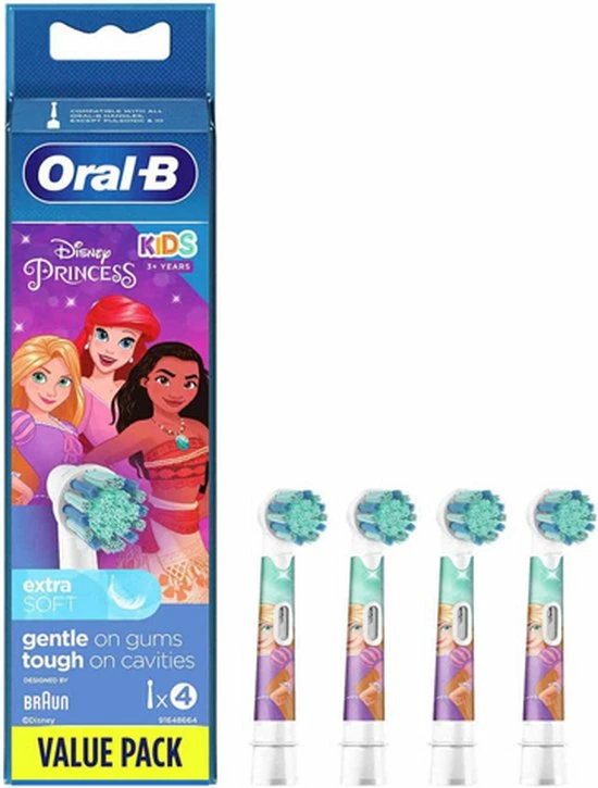 Oral B Oral-B Stages Power Kids Princess - Opzetborstels - 4 Stuks 1 Oral B Oral-B Stages Power Kids Princess - Opzetborstels - 4 Stuks