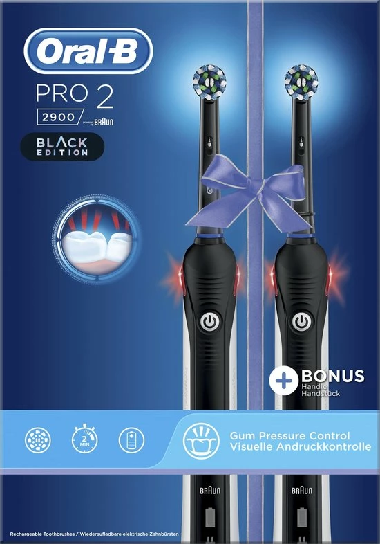 Oral B Oral_B Pro 2 - 2900 - Duoverpakking Elektrische Tandenborstel - Zwart 5 Oral B Oral_B Pro 2 - 2900 - Duoverpakking Elektrische Tandenborstel - Zwart - Afbeelding 5