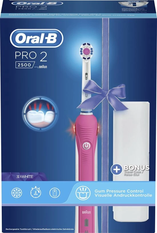 Oral B Oral-B PRO 2500 3D - Elektrische Tandenborstel - Roze 8 Oral B Oral-B PRO 2500 3D - Elektrische Tandenborstel - Roze - Afbeelding 8
