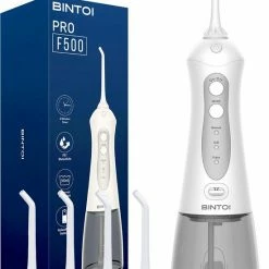 Bintoi® ISonic F500 - Waterflosser - Professionele Monddouche - Flos Voor Beugels - Flosapparaten - 3 Standen En 4 Opzetstukjes - IPX7 Waterdicht - Incl. Reistas Cadeau