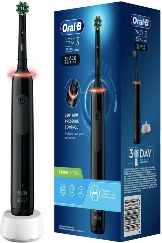 Oral B Oral-B Pro 3 3000 - Zwart - Elektrische Tandenborstel - Ontworpen Door Braun - Black Edition 1 Oral B Oral-B Pro 3 3000 - Zwart - Elektrische Tandenborstel - Ontworpen Door Braun - Black Edition