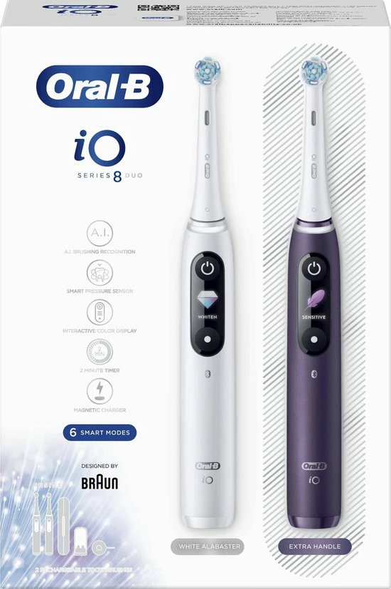 Oral B Oral-B IO 8n - Elektrische Tandenborstels Duoverpakking - Wit En Paars 16 Oral B Oral-B IO 8n - Elektrische Tandenborstels Duoverpakking - Wit En Paars - Afbeelding 16