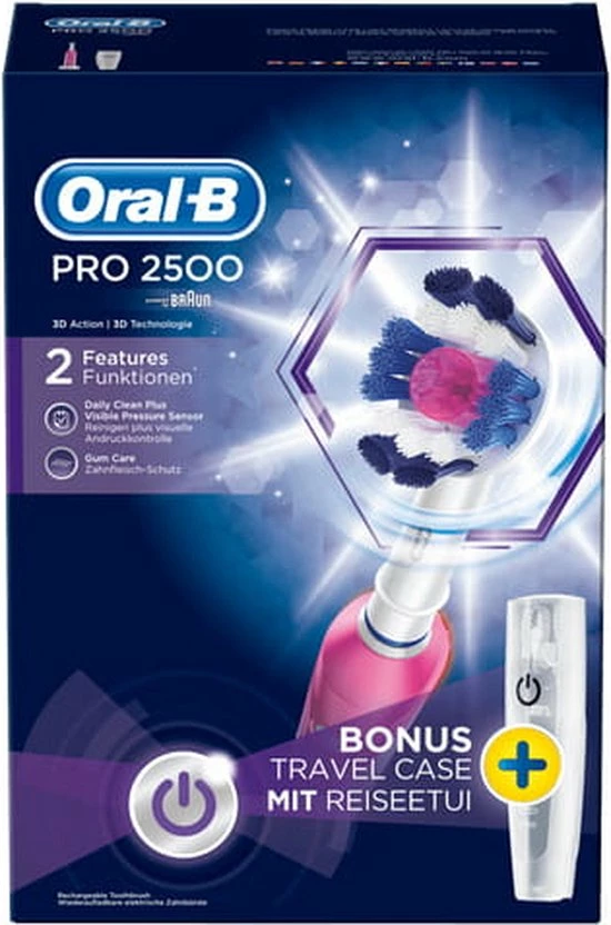 Oral B Oral-B PRO 2500 3D - Elektrische Tandenborstel - Roze 19 Oral B Oral-B PRO 2500 3D - Elektrische Tandenborstel - Roze - Afbeelding 19